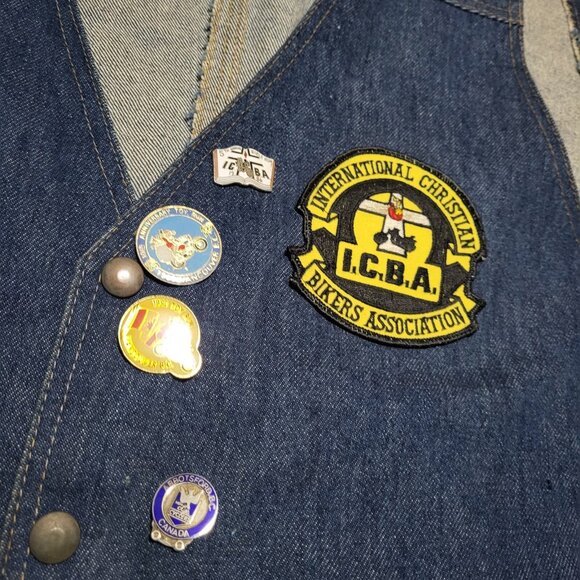 Christian Bikers Association Blue Denim Vest MC Abbotsford BC Canada Handmade - Picture 1 of 14